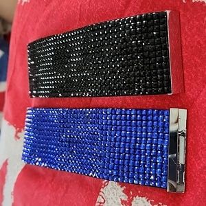 Bracelet Bundle - Set of 2 Rhinestone Bracelets with Magnetic Closure - 7" Wrist